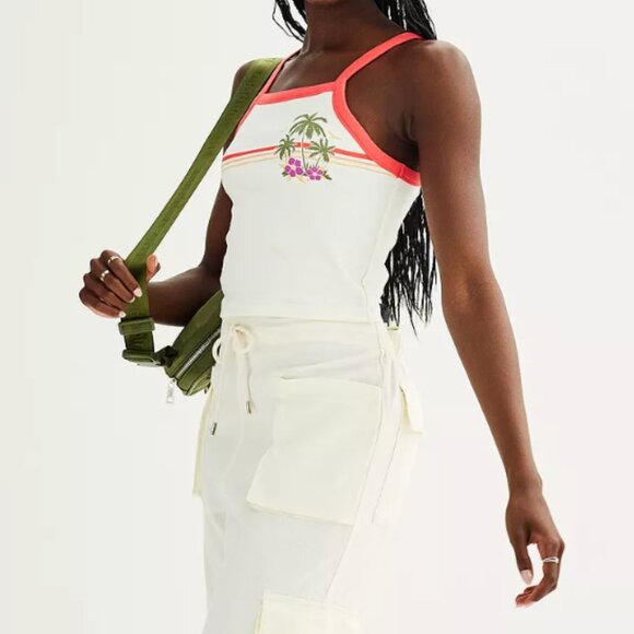 Juniors'  Large SO® Palm Tree Graphic Cropped Tank Top NWT - Picture 6 of 6